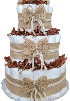 VILAROA Diaper Cake Cadeaux Originaux - Cadeaux Naissance, Baptême, Baby Shower - Comprend Couches Dodot Sensitive Taille 2 (4-8kg) - 55 Couches (Marron)