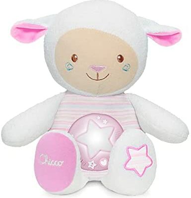 Chicco First Dreams Mouton en peluche berceuse avec veilleuse et musique relaxante, enregistrement et capteur de sommeil - Jouets pour bébés et enfants - Dès la naissance - Rose