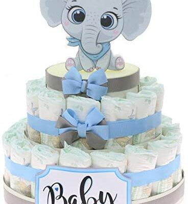 Viale Magico Elephant Diaper Cake Effye Idées Cadeaux de Naissance Economiques pour Bébés, Idées Cadeaux de Naissance Economiques et Originales (30 Diaper Cakes)