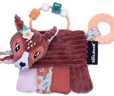 LES DÉGLINGOS Hochet d'activité pour bébé (Mélimélos la Biche) - Jouets d'éveil - Jouets super doux et mignons - Garçons et filles - Idées cadeaux - Dès la naissance - Rembourrage recyclé