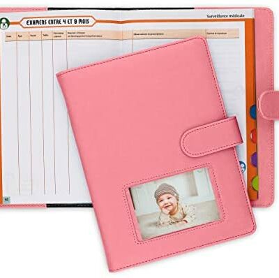 Couverture de carnet de santé personnalisée pour bébé enfant pour filles avec STYLO | Couverture de livret de vaccination | Sac de prescription et carte de vie | Autocollant bonus | Boîte de naissance originale