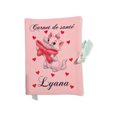 Protège carnet de santé personnalisé marie aristochat - Protège carnet de santé bébé - Cadeaux naissance bébé fille - Cadeaux bébé personnalisables