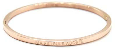 Oh My Shop BC4014F - Bracelet Bracelet Acier Fin Or Rose avec Message Ma Fille Adorante