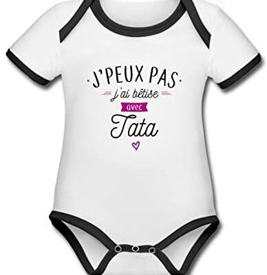 Spreadshirt® Je suis stupide avec Tata (Fille) Body bébé manches courtes bio