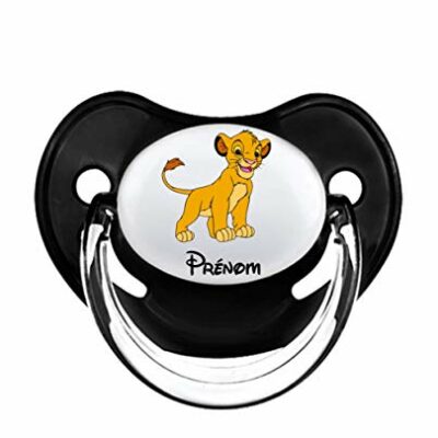 Sucette personnalisée avec Simba le Roi Lion et son prénom, Naissance bébé, Sucette pour fille ou garçon 0-6 mois ou 6-18 mois, Cadeau idéal pour futur papa ou maman, Sans BPA, conforme aux normes CE