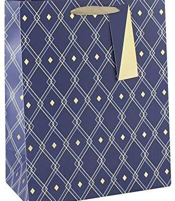 Clairefontaine 28590-2C - Grand sachet cadeau 26,5x14x33 cm 210g, bleu géométrique