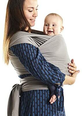 Boba Baby Wrap, Tranquil Light Grey - Écharpe de portage extensible originale, parfaite pour les nouveau-nés et les enfants de moins de 35 lb