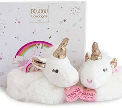 Doudou et Compagnie - Chaussons Bébé Fille Licorne - Tropicool - 0/6 Mois - Blanc - DC3311