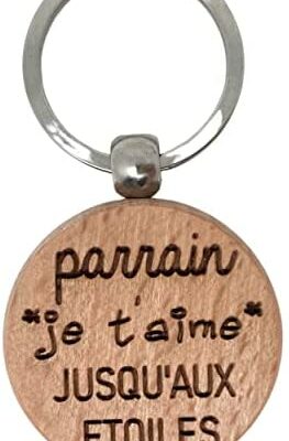 Ernestine - Porte-clés Je t'aime le parrain - Annonce de grossesse et cadeaux de fête prénatale - Annonce de demande de parrain - Porte-clés personnalisable pour la maison - Cadeaux d'anniversaire de Noël pour homme