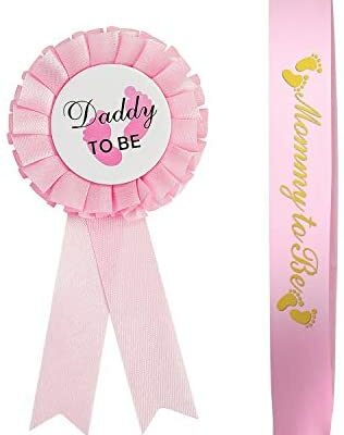 Rose papa et maman à être maman maman cadeau ceinture badge nœud décoration, maman papa ceinture à décorer fer blanc rose fleur bouton épingle pour nouveau-né bébé fille garçon douche fête décoration