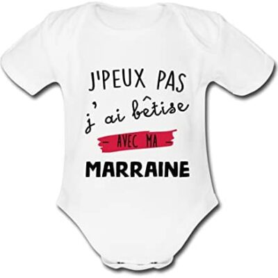 Spreadshirt® Je ne peux pas être stupide avec ma marraine Cadeau nouveau-né Body bébé bio manches courtes