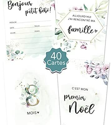 40 Cartes Milestone Bébé - Cadeau Naissance - Cadeau Bébé - Carte Première Fois - Future Maman