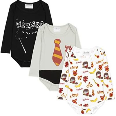 HARRY POTTER Bodys bébé - Lot de 3 bodys unisexes à manches longues - Gryffondor