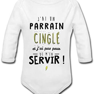 Spreadshirt® Body bébé manches longues bio J'ai un parrain fou