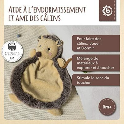 Bieco Quilt Hedgehog | À partir de 0 m + environ 27 cm | Housses de berceau | Housses de berceau | Housses de berceau | Peluches bébé garçon |