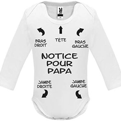 Body - Body - Manches Longues - Humour - Avis à Papa - Vêtement Naissance - Bébés Filles & Garçons - Idées Cadeaux Originales Fête des Pères - 0/6 Mois - Blanc (Avis Papa)