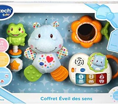 VTech - Coffret Naissance - Awaken the Senses - Cadeau de Naissance Premier Jouet de Bébé - Bleu - Version FR