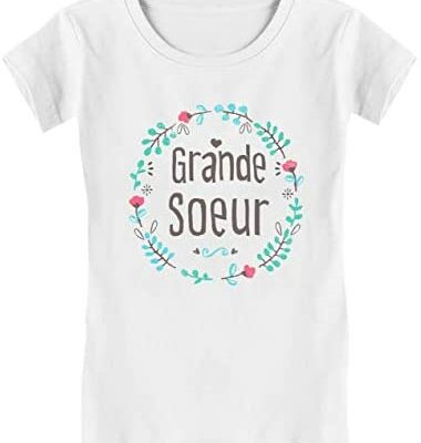 T-shirt tortue verte grande soeur annonce de grossesse cadeau nouveau-né fille T-shirt