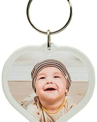 Porte-clés avec Photo Coeur - Personnalisable - Avec Photo ou Texte au Choix - Idées Cadeaux