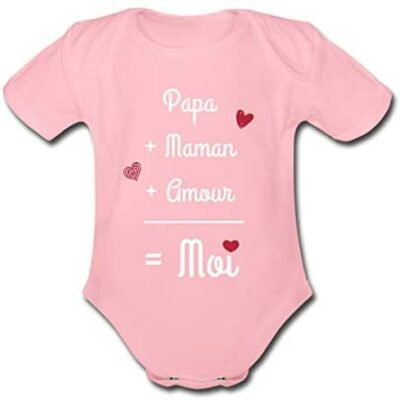 Spreadshirt® Maman et Papa adorent compter Grossesse Naissance Idées Cadeaux Body Bébé Bio Manches Courtes