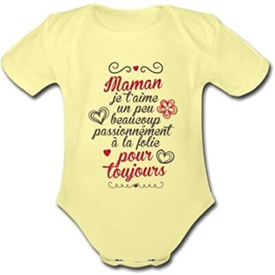 Spreadshirt® Maman je t'aime pour toujours Statement Gift Body bébé bio manches courtes