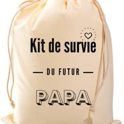 Kit de survie futur papa - Boîte papa - Annonce de grossesse - Cadeau de naissance - Sac fourré - Coton bio - Idées cadeaux futur papa