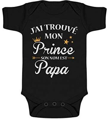 T-shirt tortue verte J'ai trouvé mon prince et c'est papa !Body bébé à manches courtes cadeau fête des pères