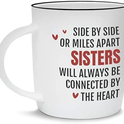 Gifffted Sister Mugs, Côte à Côte, Mug Original Idées Cadeaux d'Anniversaire, Meilleurs Cadeaux d'Anniversaire Soeur, Sœurs, Cadeaux Femme Saint Valentin, Noël, Fête des Mères, Céramique, 380ml