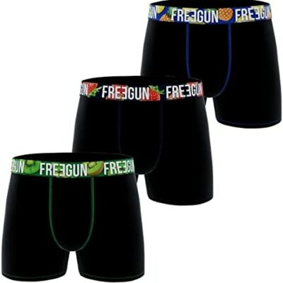 FREEGUN Boxer en microfibre solide pour homme en coton biologique (lot de 3)