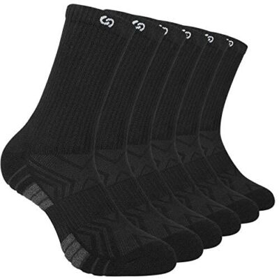 coskefy Lot de 6 chaussettes de sport homme chaussettes de travail femme coton classique noir anti-mousse anti-transpiration renfort marche randonnée cyclisme running tennis 43-46 39-42 47-50