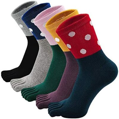 Chaussettes à orteils pour femmes Chaussettes de sport en coton à orteils fendus, Chaussettes à orteils pour femmes, douces et respirantes, 4/5 paires