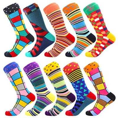 BONANGEL Chaussettes fantaisie pour hommes Chaussettes pour hommes en coton en vrac, chaussettes multicolores, cadeau pour hommes taille une pièce multicolore