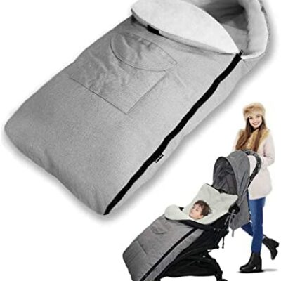 Kyowoll Couvre-pieds universel pour poussette, couvre-pieds à ressort 3 en 1, sac de couchage pour bébé, couvre-pieds hiver chaud épais couleur velours sac en tissu coupe-vent imperméable confortable (gris)