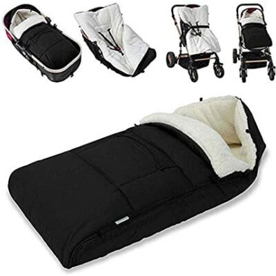 Walabe Couvre-pieds de bébé léger et confortable, housse d'hiver universelle pour sièges d'auto pour poussette (noir)