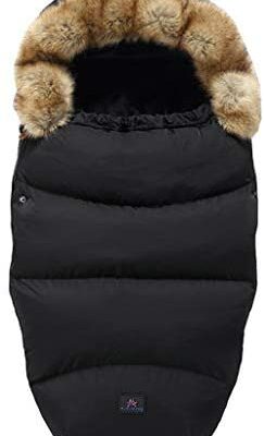 Wanye Couvre-pieds universel pour poussette, housse de poussette hiver sac de couchage pour bébé, accessoires de poussette chaise porte-bébé chaise porte-bébé (noir pur)