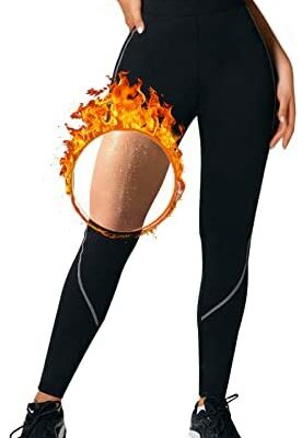 Bingrong Pantalons de survêtement Femmes Sauna Slim Leggings Taille Haute Pantalon En Néoprène Avec Poches Anti-Cellulite Butt Lifting Leggings Pour Les Femmes Athlétiques Fitness