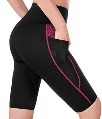 KUMAYES Pantalon de sport Femme Taille haute Leggings de sport Sweat Short Sauna Slim Pantalon Fitness Yoga