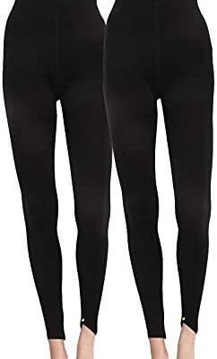 Sminxun Leggings doublés en polaire opaque pour femme Leggings thermiques extensibles Leggings thermiques 2 paires