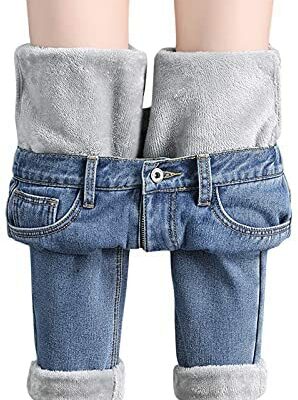 Dasongff Legging en jean thermique d'hiver taille haute pour femme - Pantalon épais et fin en polaire thermique à la cheville Pantalon opaque