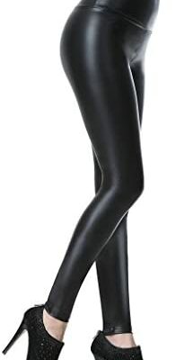 Everbellus Legging sexy en similicuir taille haute pour femme