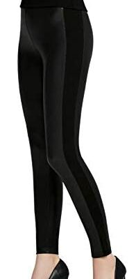 Everbellus Leggings en similicuir sexy pour femme Pantalon stretch taille haute pour femme Noir