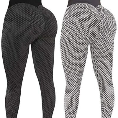 LAOSU Athlétique Femmes Taille Plus Leggings Skinny Pas Cher Body Shapers Jolies Hanches Leggings Confortables Push Up Haute Vitesse Sec Sans Couture Sexy Gym Pantalon Élastique Taille Haute Yoga Wear, 2 Pièces