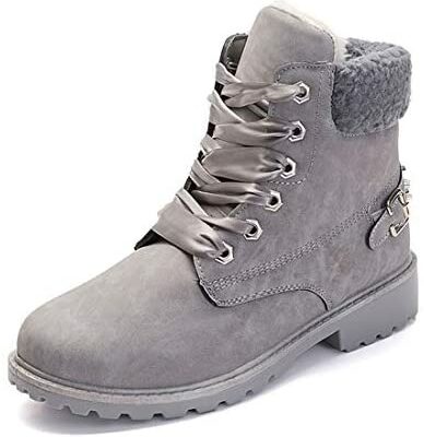 Bottes plates à lacets pour femmes hiver chaud fourrure cheville chaussures épaisses bottes de neige bottes de randonnée noir kaki gris rose 36-43