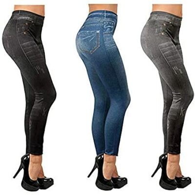 ShopIness Lot de 3 leggings ajustés