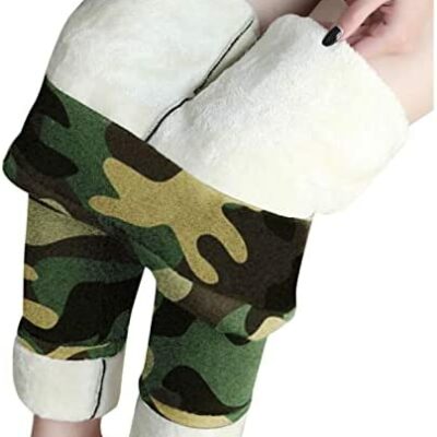 Honestyivan Leggings chauds pour femmes d'hiver doublés de peluche épais en laine de cachemire leggings minces chauds doublés de molleton Leggings en molleton de camouflage