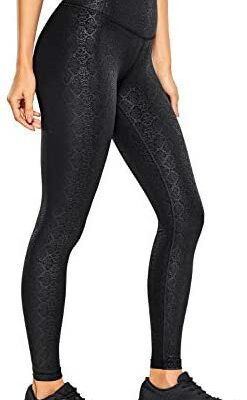 CRZ YOGA Damen Similicuir Kunstleder Leggings Hohe Chaussettes de sport extensibles à la taille - 71 cm