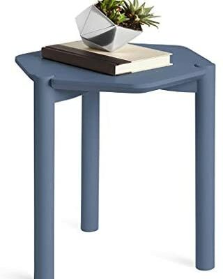 HHGO Table d'Appoint Portable à Trois Pieds Table en Bois Moderne Canapé Multifonctionnel Côté Café Chambre Coin Nuit Salon Table de Pied à Petite Échelle (Couleur: Bleu)