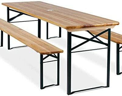 KESSER® Brasserie Ensemble table à manger et banc 3 pièces Mobilier de jardin | Pliable 170 x 46 x 75 cm | 2 bancs de bistrot 1x table de bistrot | Ensemble de jardin avec table à bière haute