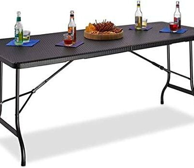 MaxxGarden - Table de camping pliante avec poignée - La table pliante est idéale comme table de camping, table de jardin, table à bière et table DJ (180x75x74cm (noir))