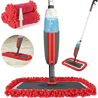 Mop Mop avec vaporisateur, Winpok Microfiber Mop Spray Mop Spray Mop Premium Mop (Rouge)